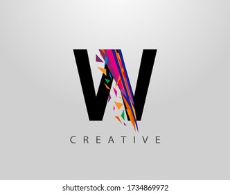 Creative Letter V Logo. Mosaic Abstract V letter design, made of various Strips shapes in color.
