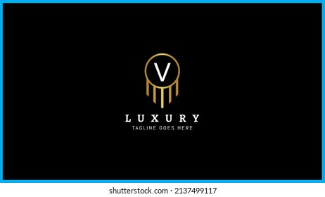 Creative letter V luxury Linear Real Estate Building Construction logo design, Initial letter v golden and white color Usable for Construction Architecture Building monogram icon Template Element.