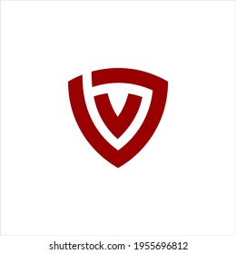 creative letter V VV  logo design for shield security protect vector
