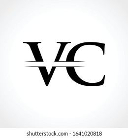 Creative Letter VC Logo Vector Template With Black Color. VC Logo Design
