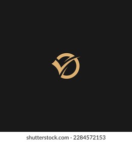 Creative Letter VD Logo Vector Template With Gold Color. VD Circle Design
