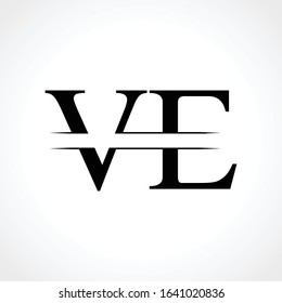 Creative Letter VE Logo Vector Template With Black Color. VE Logo Design