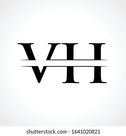 Creative Letter VH Logo Vector Template With Black Color. VH Logo Design