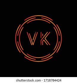 Plantilla vectorial de tipografía creativa con logotipo VK. Diseño del logotipo VK de la carta abstracta digital.