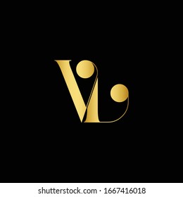 Plantilla de vectores con logotipo VL carta creativa con color negro. Diseño de logotipo VL