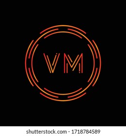 Creative Letter VM Logo Creative Typography Vector Template. Digital Abstract Letter VM Logo Design.