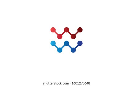 creative Letter W with Dots circle  connection logo vector design template For Technology And Science Company