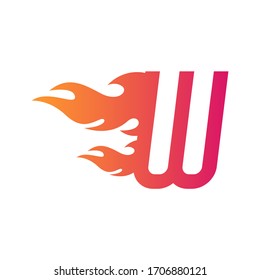 Creative letter W with fire flame logo template, vector logo for business and company identity. Logo initial flat icon template with gradient color.