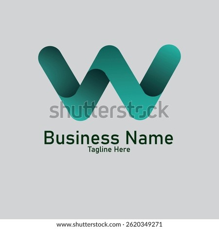 Creative letter w logo design with gradient curve 3d wave vector symbol