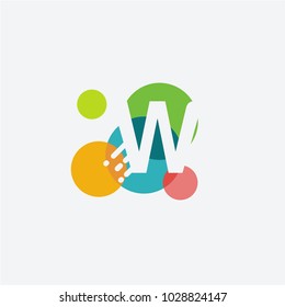 Creative Letter w logo with the letter w in the negative space in white and and colorful Circle in the background.