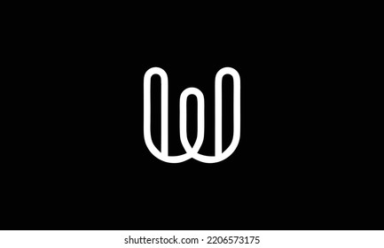 Carta creativa W, M Modelo de icono de diseño de logotipo de monograma y fondo negro 