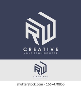 creative letter w r design vector