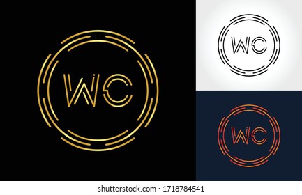 Creative Letter WC Logo Creative Typography Vector Template. Abstract Circle Letter WC Logo Design.