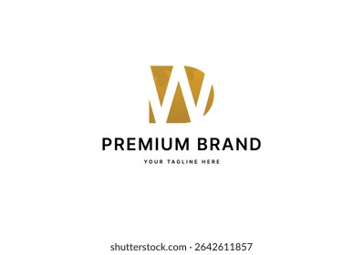Creative letter WD logo design with negative space style, clean and clever design, vector illustration