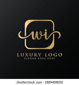 Design-Vektorvorlage für WI-Logo mit kreativem Buchstaben. Ursprünglicher Luxus-Brief-WI-Logo-Design