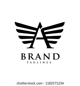 creative letter a with wings logo vector