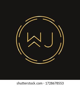Creative Letter WJ Logo Creative Typography Vector Template. Abstract Circle Letter WJ Logo Design.