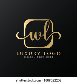 Plantilla de vectores de diseño de logotipo WL de carta creativa. Diseño de logotipo WL de carta de lujo inicial