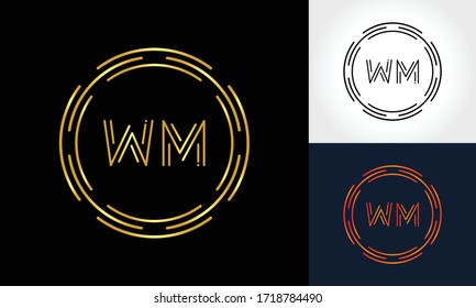 Creative Letter WM Logo Creative Typography Vector Template. Abstract Circle Letter WM Logo Design.