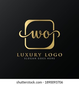 Plantilla de vectores de diseño de logotipo WO de carta creativa. Diseño de logotipo WO de carta de lujo inicial