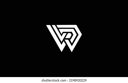  Creative Letter WR Monogram Hexagon Logo Design Symbol Vorlage und schwarzer Hintergrund 