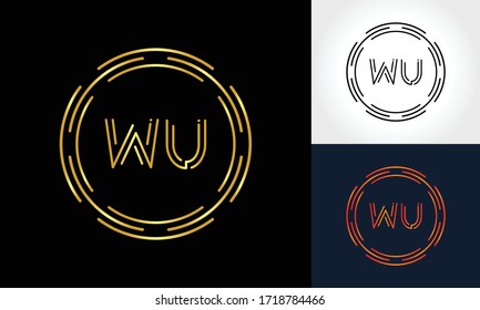 Creative Letter WU Logo Creative Typography Vector Template. Abstract Circle Letter WU Logo Design.