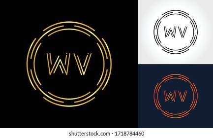 Creative Letter WV Logo Creative Typografie Vektor Template. Abstrakter Circle Letter WV Logo Design.