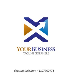 creative letter x colorful arrow logo vector 