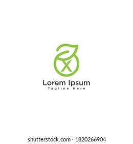 Creative Letter X eco leaf logo icon design template elements