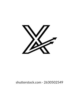 Creative Letter X Initial Logo with Dynamic Arrow, Vector Identity for Fast-Growing Companies.