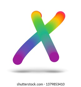 Creative letter x logo design vector template. Rainbow cursive font isolated on white background. 