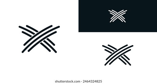 Línea de diseño de logotipo x carta creativa. Vector Premium