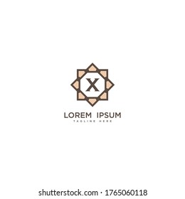 Diseño vectorial de icono del logotipo de letra creativa X. Logotipo de borde de joyería de lujo. Imprimir el símbolo de señal de marca de las iniciales del monograma.