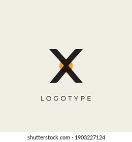 Creative letter X for logo and monogram. Minimal artistic style letter with yellow spot for education, festive and party or technology graphic. Vector typographic design