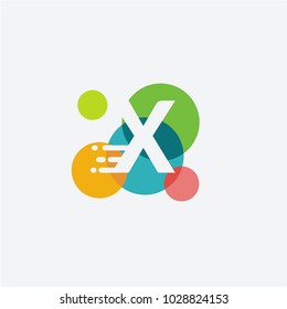 Creative Letter x logo with the letter x in the negative space in white and and colorful Circle in the background.