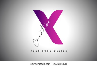 Creative Letter X Logo With Purple Gradient and Creative Letter Cut. Icon Vector Illustration.