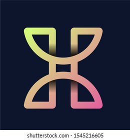 Creative Letter "X" Rainbow logo icon isolated on dark background. Trend Letter logo template with rainbow and anagram symbol. Vector Illustration.