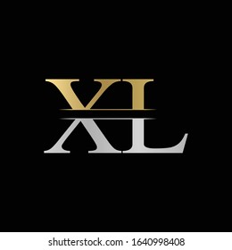 Creative Letter XL Logo Vector With Gold and Silver Colors. Abstract Linked Letter XL Logo Design