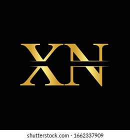 Creative Letter XN Logo Vector With Gold Color. Abstract Linked Letter XN Logo Design