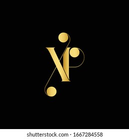 Creative Letter XP Logo Vector With Gold Color. Abstract Linked Letter XP Logo Design