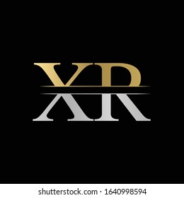 Creative Letter XR Logo Vector With Gold and Silver Colors. Abstract Linked Letter XR Logo Design