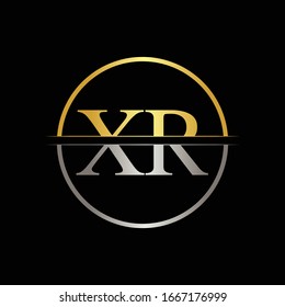 Creative Letter XR Logo Vector With Gold and Silver Colors. Abstract Linked Letter XR Logo Design