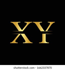 Creative Letter XY Logo Vektorillustration mit goldener Farbe. Abstraktes Linked Letter XY Logo-Design