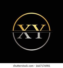 Creative Letter XY Logo Vector With Gold and Silver Colors. Abstract Linked Letter XY Logo Design