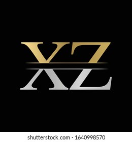 Creative Letter XZ Logo Vector With Gold and Silver Colors. Abstract Linked Letter XZ Logo Design