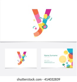 Creative Letter Y design vector template on The  Business Card Template.Abstract Colorful Alphabet .Friendly funny ABC Typeface. Type Characters Logotype symbols.Abstract Colorful Alphabet 
