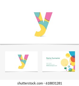 Creative Letter y design vector template on The Business Card Template. Abstract Colorful Alphabet .Friendly funny abc Typeface. Type Characters.Vector illustration.EPS10