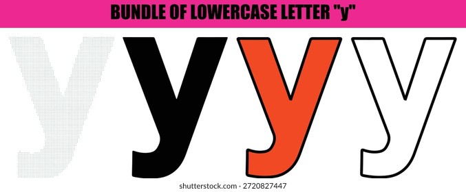 Letra Criativa 'y' Dotted Art: Ilustração em minúscula 'y' da arte pontilhada abstrata, silhueta minimalista da arte de linha para start-ups criativas, aplicativos educacionais e marca tipográfica inovadora.