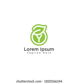 Letra creativa Y logotipo de hoja ecológica elementos de plantilla de diseño de iconos