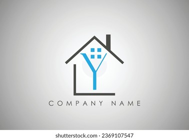 Creative letter Y home logo design template.